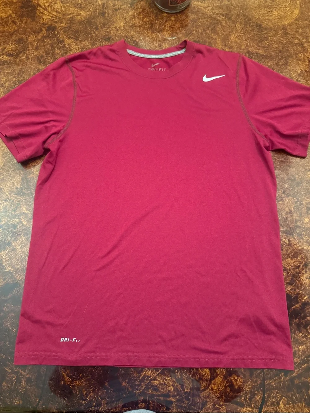 Nike Men’s Dri-FIT Short Sleeve Tee - Burgundy with White Swoosh